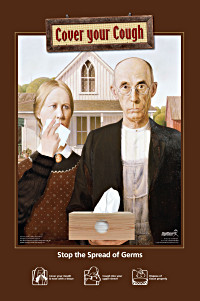 American Gothic Cover Your Cough Poster