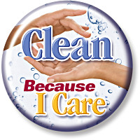 Clean Because I Care Button